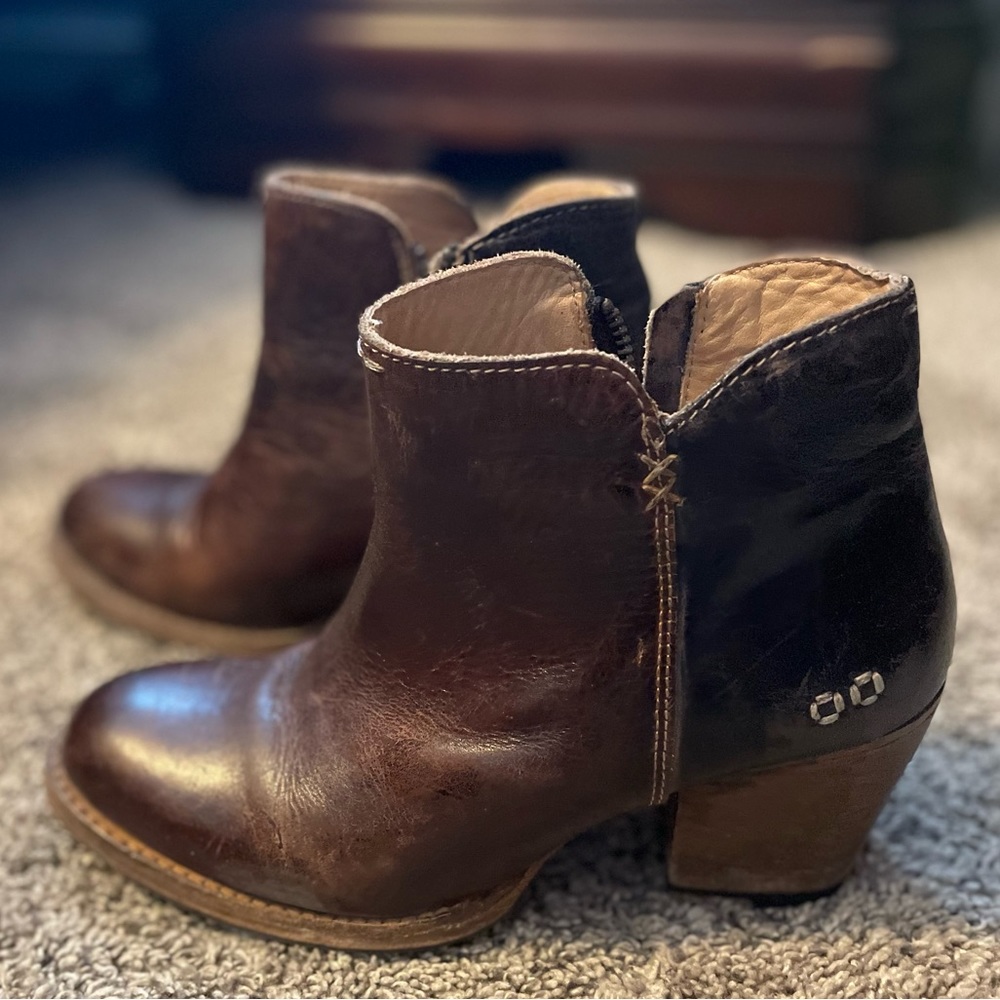 Real Leather Brown/Black Booties